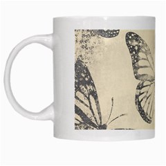 Vintage Ink Stamp On Paper Monarch Butterfly White Mugs by SpinnyChairDesigns