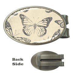 Vintage Ink Stamp On Paper Monarch Butterfly Money Clips (oval)  by SpinnyChairDesigns