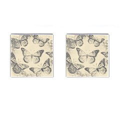 Vintage Ink Stamp On Paper Monarch Butterfly Cufflinks (square) by SpinnyChairDesigns