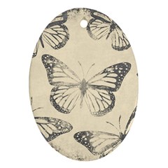 Vintage Ink Stamp On Paper Monarch Butterfly Oval Ornament (two Sides) by SpinnyChairDesigns