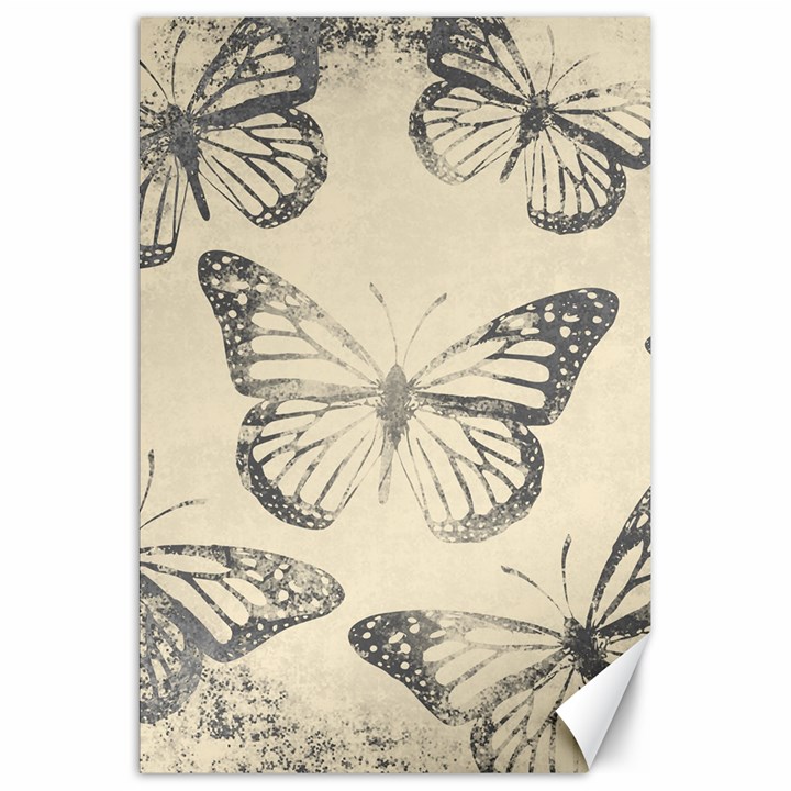 Vintage Ink Stamp on Paper Monarch Butterfly Canvas 20  x 30 