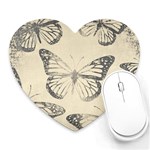 Vintage Ink Stamp on Paper Monarch Butterfly Heart Mousepads Front