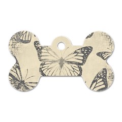 Vintage Ink Stamp On Paper Monarch Butterfly Dog Tag Bone (two Sides) by SpinnyChairDesigns