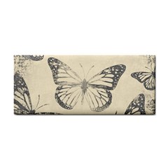 Vintage Ink Stamp On Paper Monarch Butterfly Hand Towel by SpinnyChairDesigns