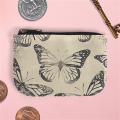 Vintage Ink Stamp On Paper Monarch Butterfly Mini Coin Purse by SpinnyChairDesigns