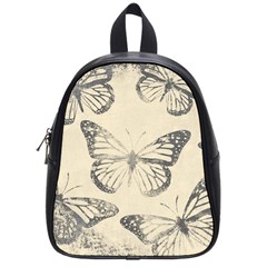 Vintage Ink Stamp On Paper Monarch Butterfly School Bag (small) by SpinnyChairDesigns