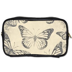 Vintage Ink Stamp On Paper Monarch Butterfly Toiletries Bag (two Sides) by SpinnyChairDesigns