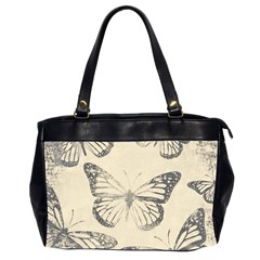 Vintage Ink Stamp On Paper Monarch Butterfly Oversize Office Handbag (2 Sides) by SpinnyChairDesigns