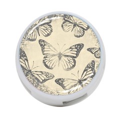 Vintage Ink Stamp On Paper Monarch Butterfly 4-port Usb Hub (one Side) by SpinnyChairDesigns