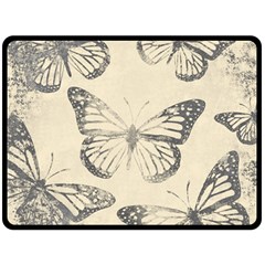 Vintage Ink Stamp On Paper Monarch Butterfly Fleece Blanket (large)  by SpinnyChairDesigns