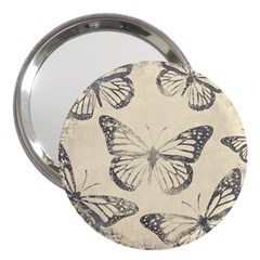 Vintage Ink Stamp On Paper Monarch Butterfly 3  Handbag Mirrors by SpinnyChairDesigns