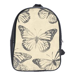 Vintage Ink Stamp On Paper Monarch Butterfly School Bag (xl) by SpinnyChairDesigns