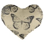 Vintage Ink Stamp on Paper Monarch Butterfly Large 19  Premium Heart Shape Cushions Front