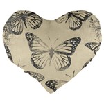 Vintage Ink Stamp on Paper Monarch Butterfly Large 19  Premium Heart Shape Cushions Back