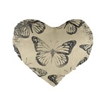 Vintage Ink Stamp on Paper Monarch Butterfly Standard 16  Premium Flano Heart Shape Cushions Front