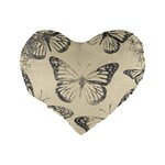 Vintage Ink Stamp on Paper Monarch Butterfly Standard 16  Premium Flano Heart Shape Cushions Back