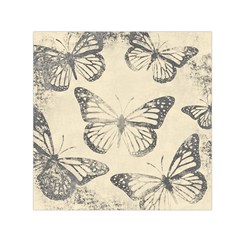 Vintage Ink Stamp On Paper Monarch Butterfly Small Satin Scarf (square) by SpinnyChairDesigns