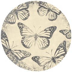 Vintage Ink Stamp On Paper Monarch Butterfly Wooden Puzzle Round by SpinnyChairDesigns