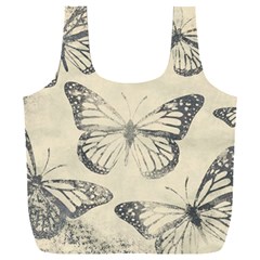 Vintage Ink Stamp On Paper Monarch Butterfly Full Print Recycle Bag (xxxl) by SpinnyChairDesigns