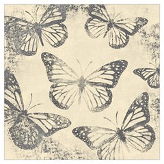 Vintage Ink Stamp On Paper Monarch Butterfly Long Sheer Chiffon Scarf 