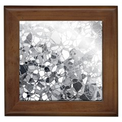 Black And White Abstract Mosaic Pattern Framed Tile by SpinnyChairDesigns