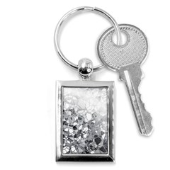 Black And White Abstract Mosaic Pattern Key Chain (rectangle) by SpinnyChairDesigns