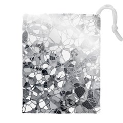 Black And White Abstract Mosaic Pattern Drawstring Pouch (4xl) by SpinnyChairDesigns