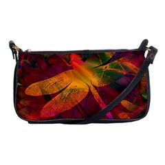 Dragonflies Abstract Colorful Pattern Shoulder Clutch Bag by SpinnyChairDesigns