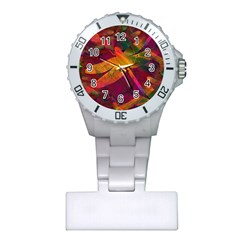 Dragonflies Abstract Colorful Pattern Plastic Nurses Watch by SpinnyChairDesigns