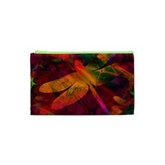 Dragonflies Abstract Colorful Pattern Cosmetic Bag (xs) by SpinnyChairDesigns