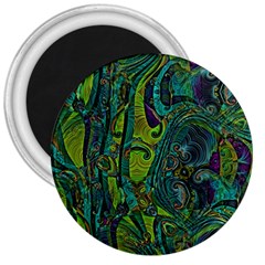 Jungle Print Green Abstract Pattern 3  Magnets by SpinnyChairDesigns