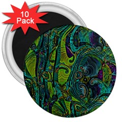 Jungle Print Green Abstract Pattern 3  Magnets (10 Pack)  by SpinnyChairDesigns