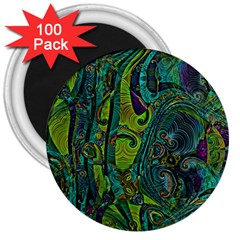 Jungle Print Green Abstract Pattern 3  Magnets (100 Pack) by SpinnyChairDesigns