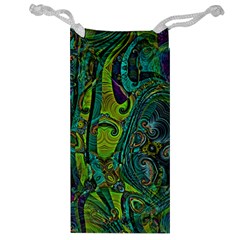 Jungle Print Green Abstract Pattern Jewelry Bag by SpinnyChairDesigns