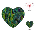 Jungle Print Green Abstract Pattern Playing Cards Single Design (Heart) Front