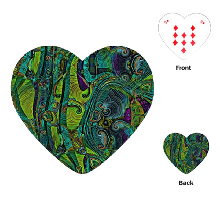 Jungle Print Green Abstract Pattern Playing Cards Single Design (Heart)