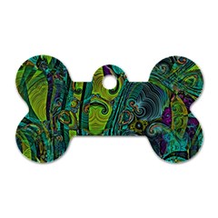 Jungle Print Green Abstract Pattern Dog Tag Bone (one Side) by SpinnyChairDesigns