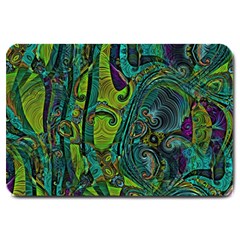 Jungle Print Green Abstract Pattern Large Doormat  by SpinnyChairDesigns