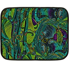 Jungle Print Green Abstract Pattern Fleece Blanket (mini) by SpinnyChairDesigns