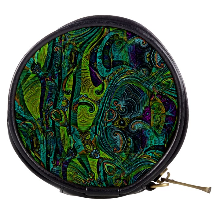 Jungle Print Green Abstract Pattern Mini Makeup Bag