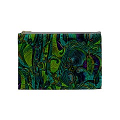 Jungle Print Green Abstract Pattern Cosmetic Bag (medium) by SpinnyChairDesigns