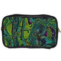 Jungle Print Green Abstract Pattern Toiletries Bag (one Side) by SpinnyChairDesigns