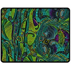 Jungle Print Green Abstract Pattern Fleece Blanket (medium)  by SpinnyChairDesigns