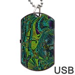 Jungle Print Green Abstract Pattern Dog Tag USB Flash (Two Sides) Back