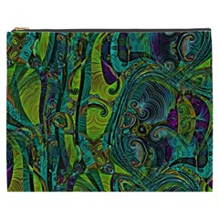 Jungle Print Green Abstract Pattern Cosmetic Bag (xxxl) by SpinnyChairDesigns