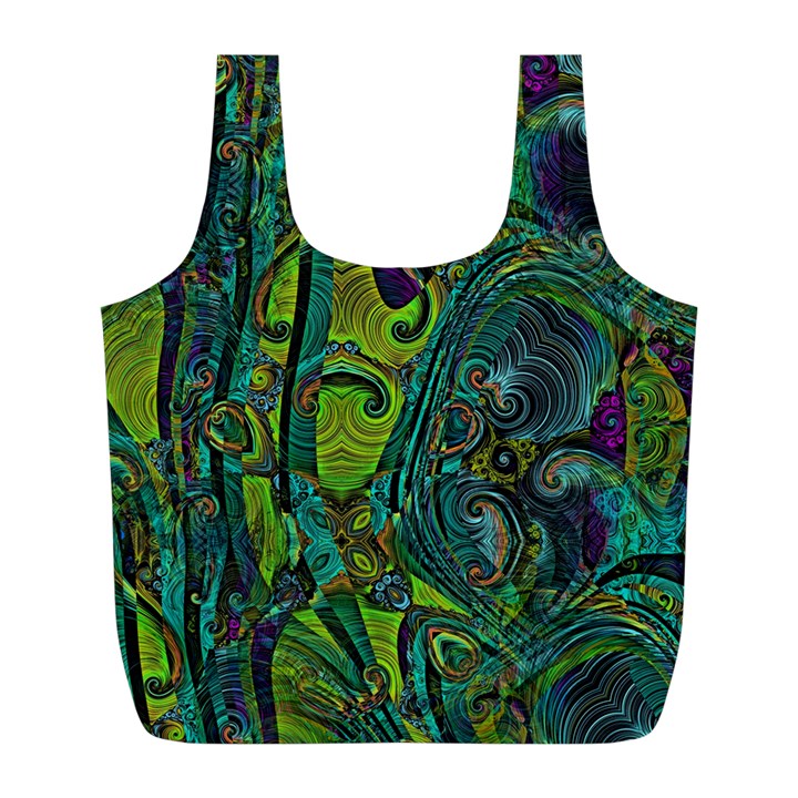 Jungle Print Green Abstract Pattern Full Print Recycle Bag (L)