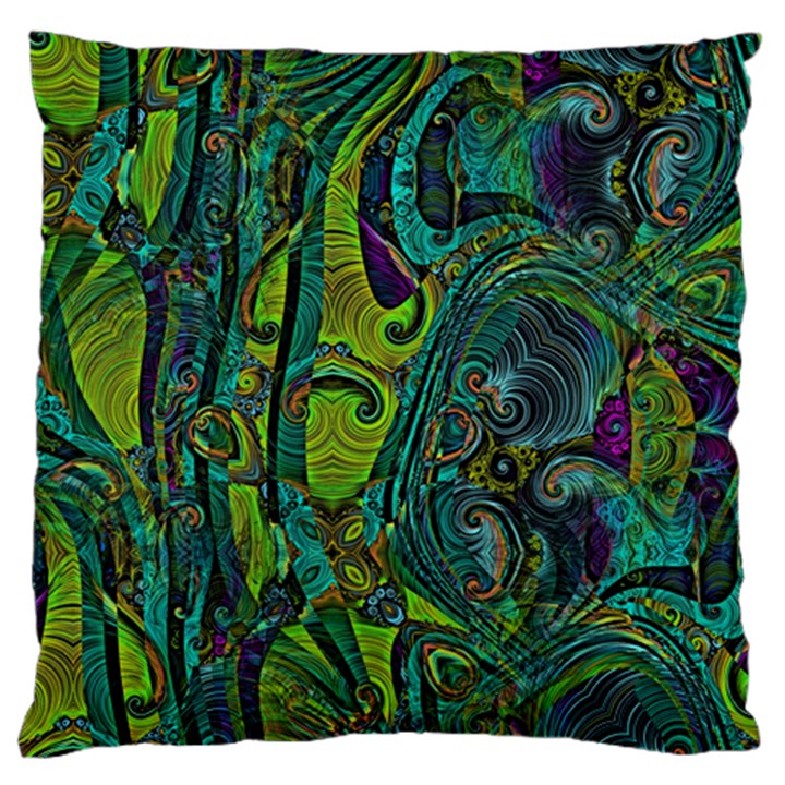 Jungle Print Green Abstract Pattern Large Flano Cushion Case (Two Sides)