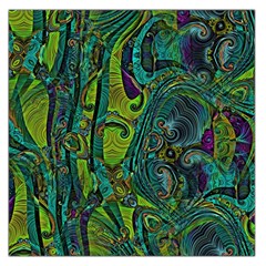 Jungle Print Green Abstract Pattern Large Satin Scarf (square) by SpinnyChairDesigns