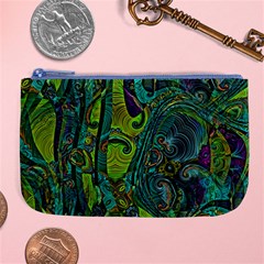 Jungle Print Green Abstract Pattern Large Coin Purse by SpinnyChairDesigns