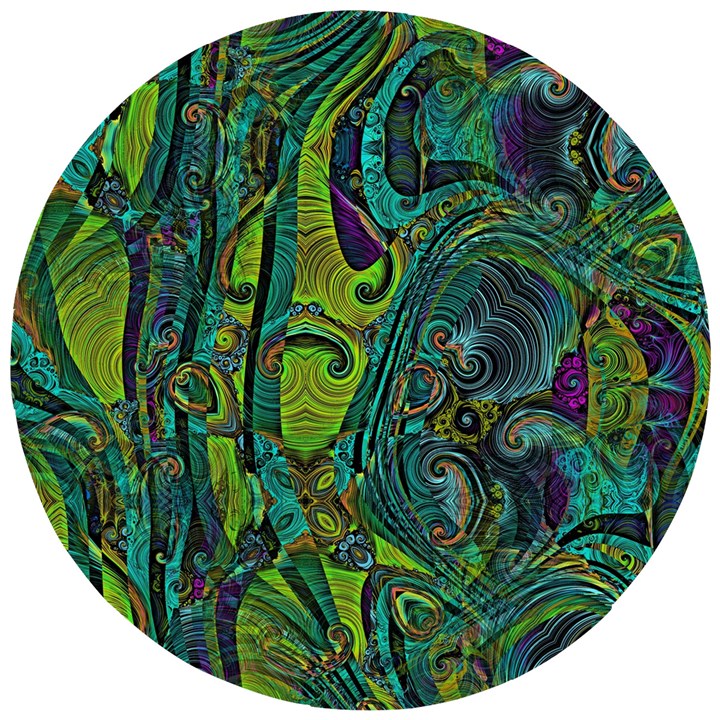 Jungle Print Green Abstract Pattern Wooden Puzzle Round